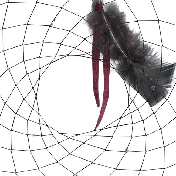 Handmade Dream Catcher Feathers Atikamekw Nation Indigenous Canada Diam. 12 inch - Picture 10 of 13